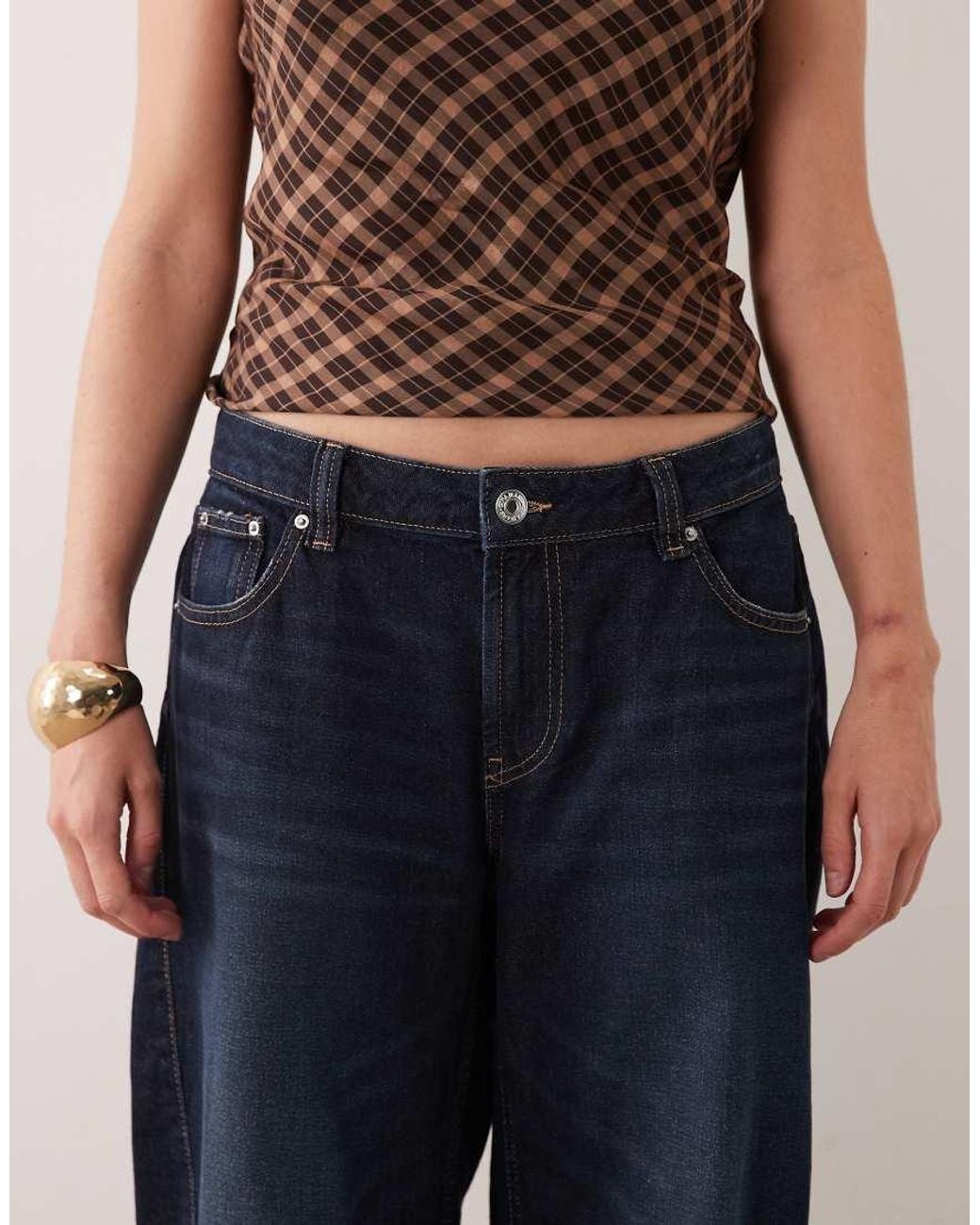 Gina Tricot Blue Mid Waist Barrel Jeans