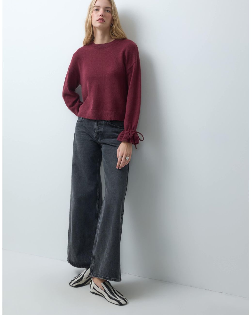 Pull à détail Pieces en coloris Red
