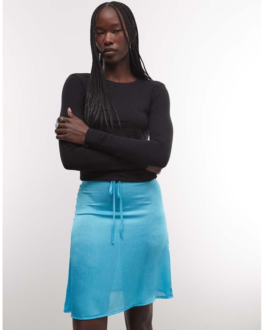 Reclaimed Vintage Blue Sheer Awkward Length Skirt With