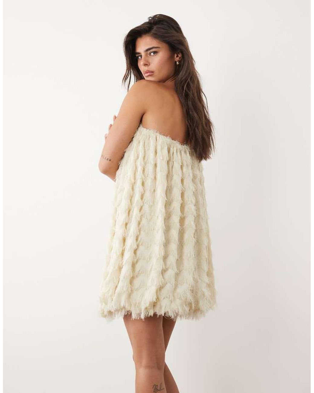 ASOS Natural Wave Textured Bubble Sweetheart Neck Mini Dress