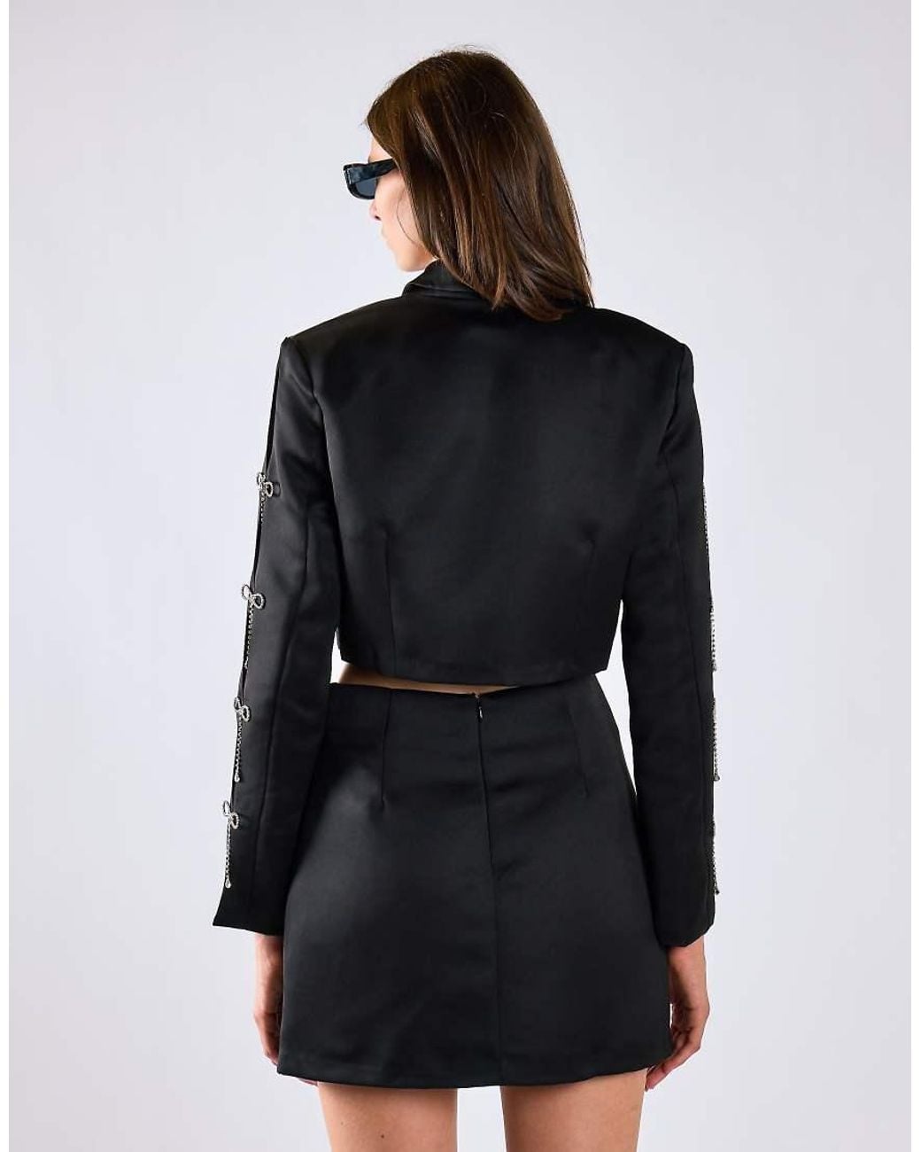 Glamorous Black Diamante Bow Mini Skirt