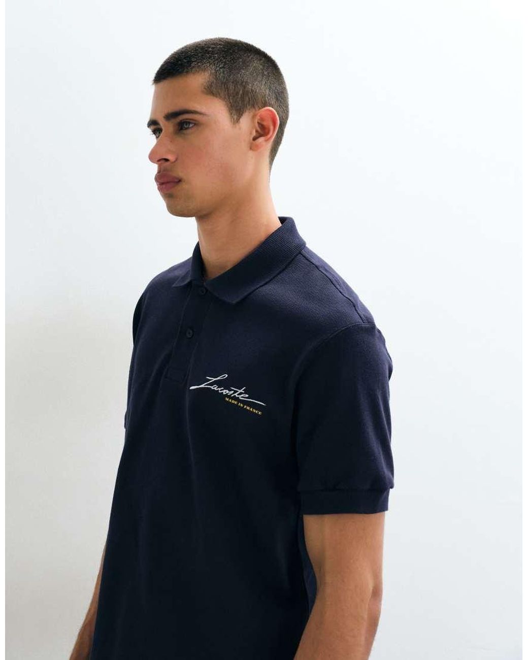 Lacoste Blue Embroidered Script Logo Polo Shirt for men