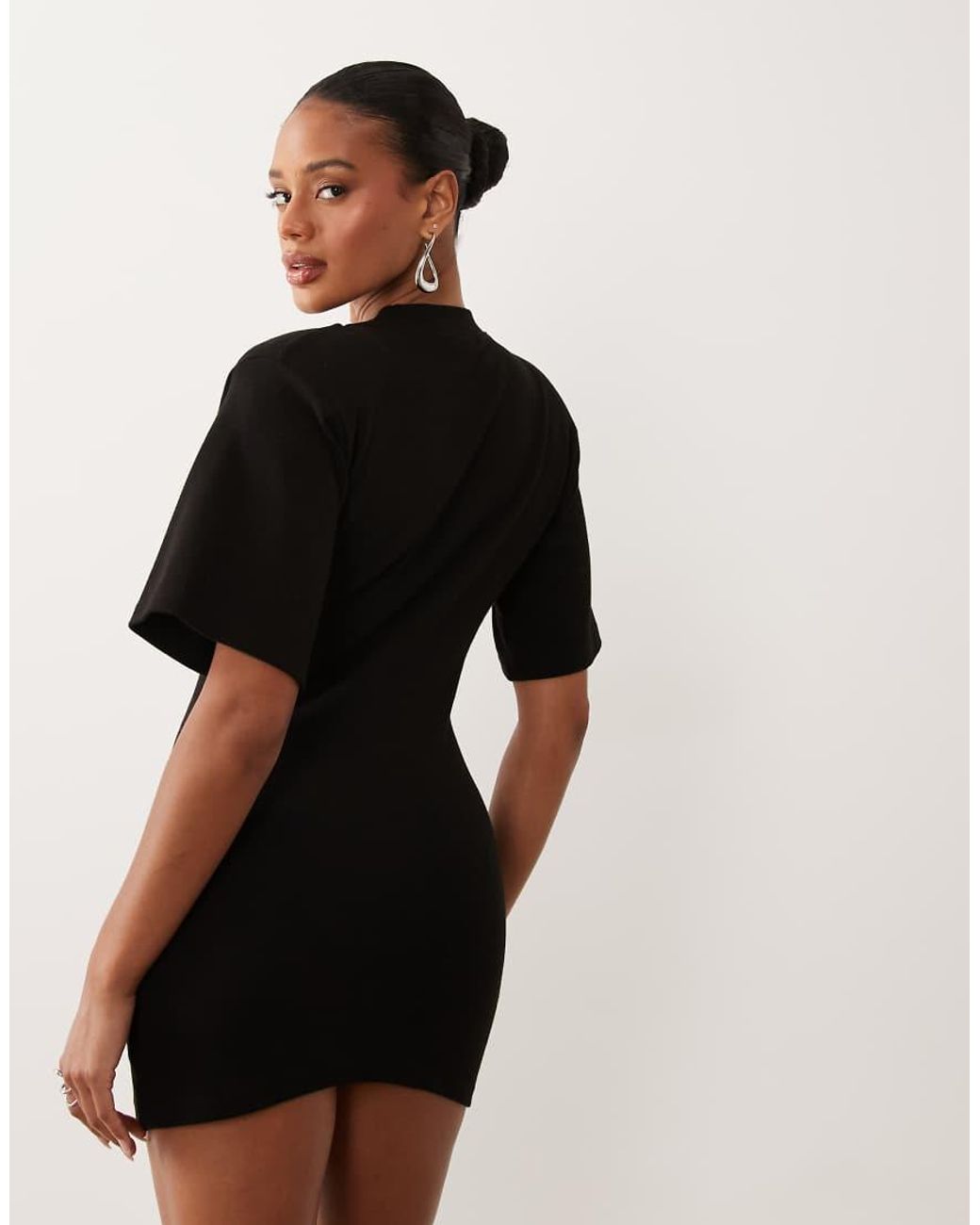 Missy Empire Black Modal Bell Sleeve Fitted T-Shirt Dress