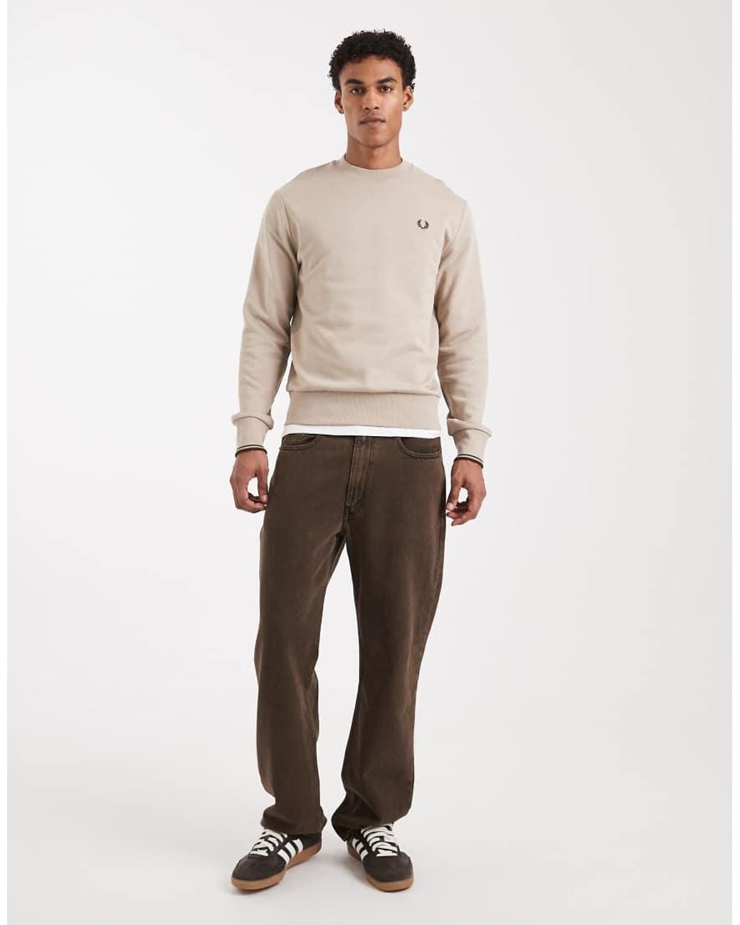 Fred Perry Natural Tipped Crew Neck Sweatshirt for men