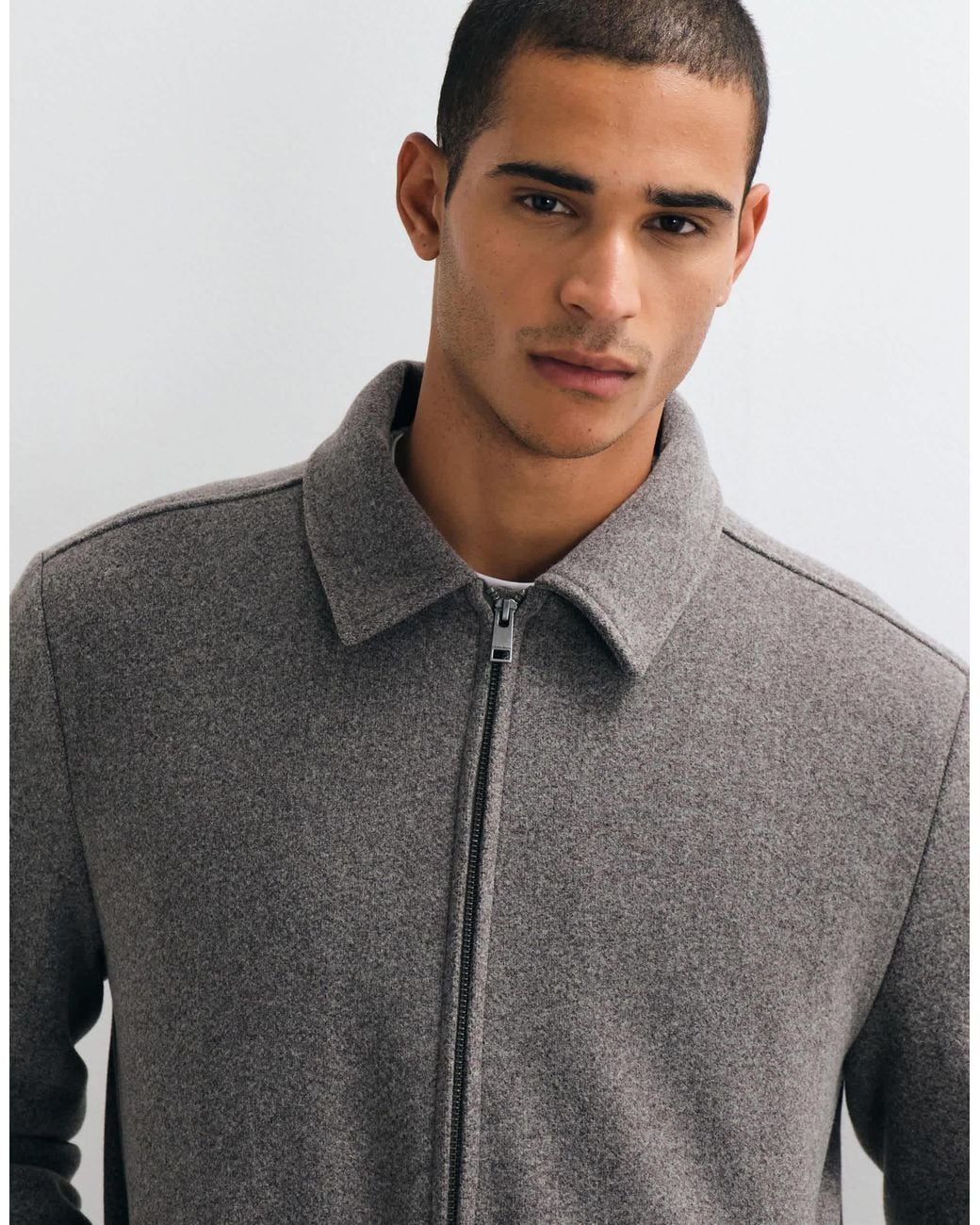 Threadbare Gray Faux Wool Zip Through Jacket for men