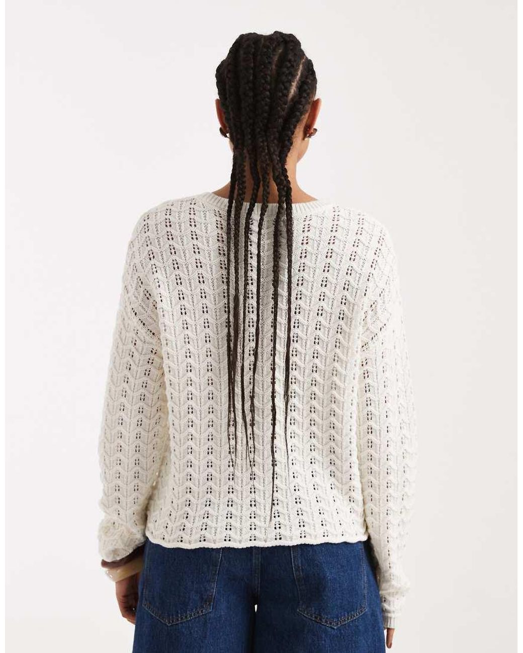 New Look White Open Stitch Jumper