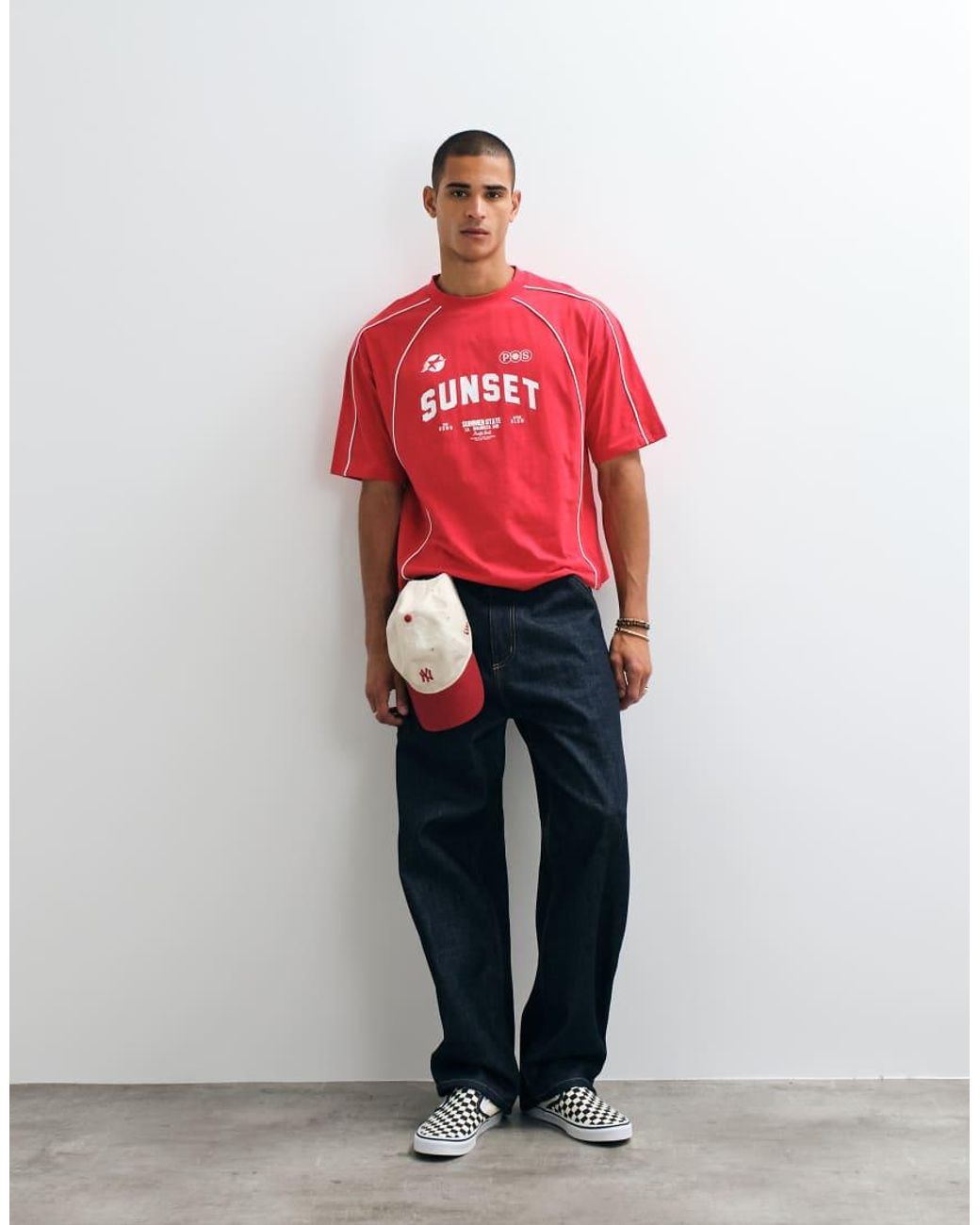 ASOS Red Boxy Oversized T-shirt With Street Graphic for men