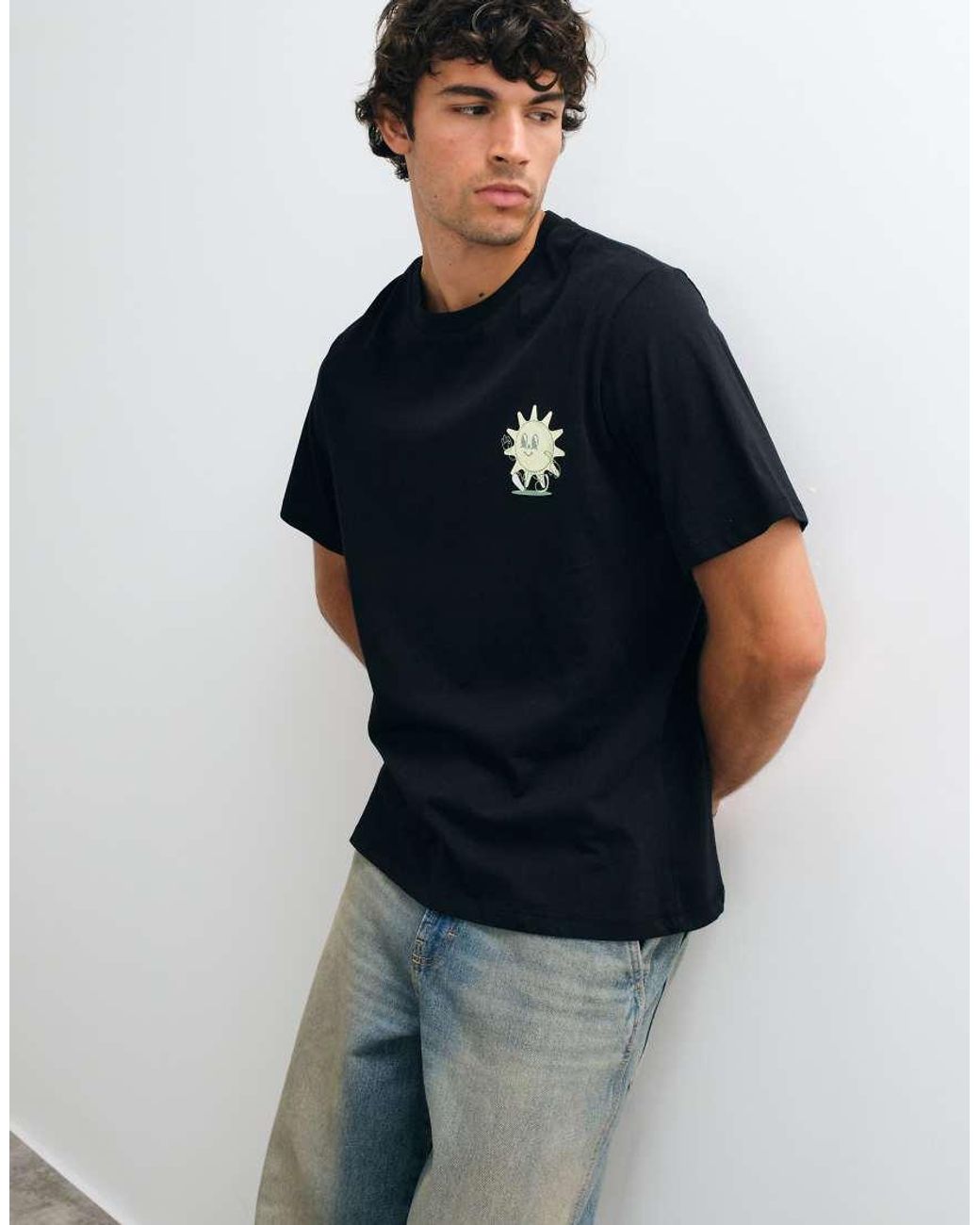Jack & Jones Blue Cartoon Sun Back Print T-shirt for men