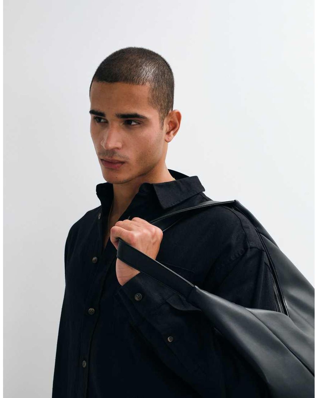ASOS Black Co-Ord Oversized Linen Blend Shirt for men