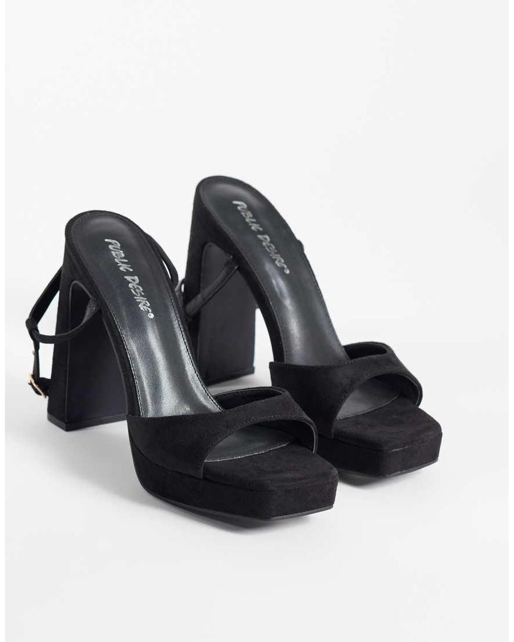 Public Desire Black Rhoda Platform Heeled Sandals