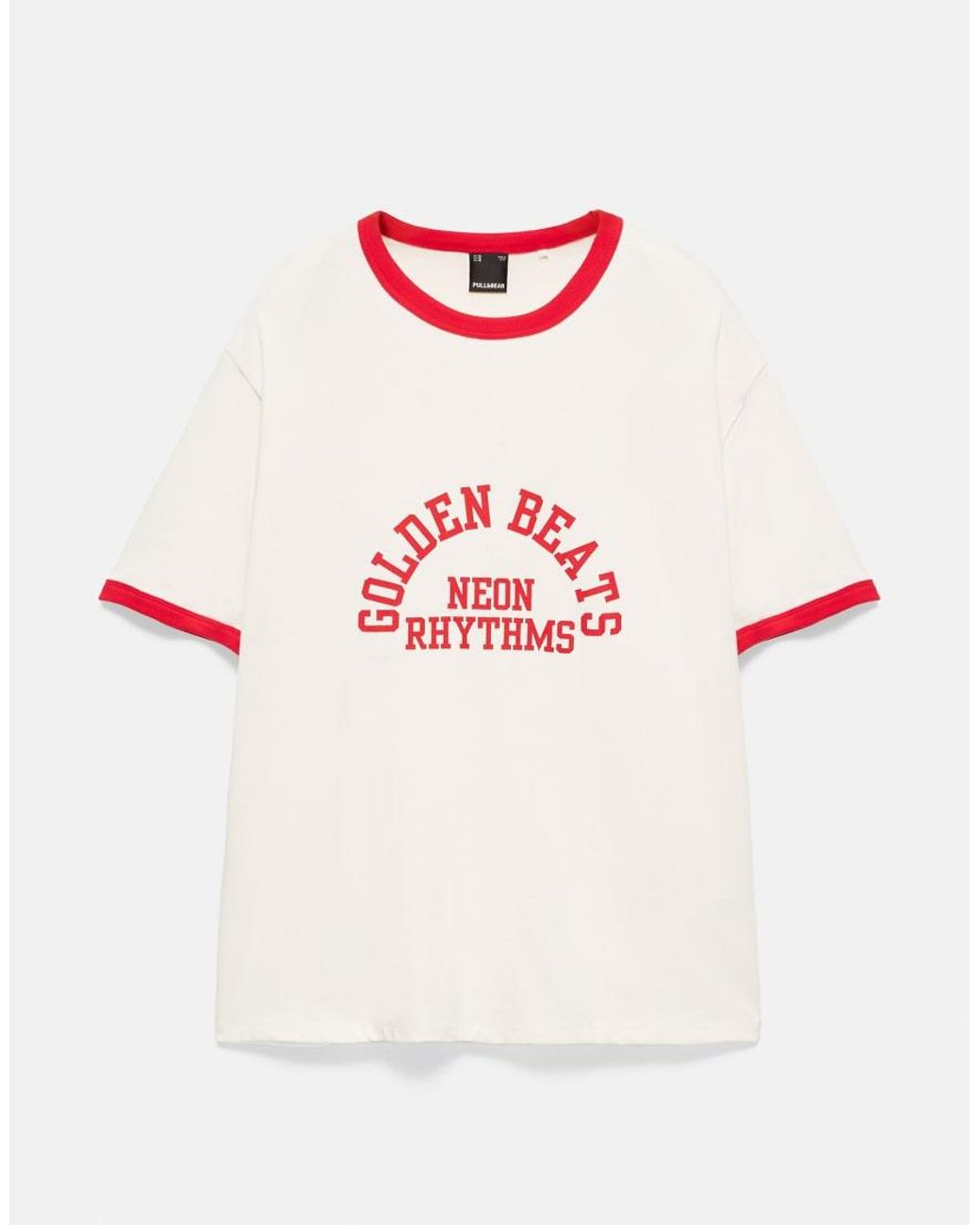 Pull&Bear Gray Ribbed Graphic T-shirt for men