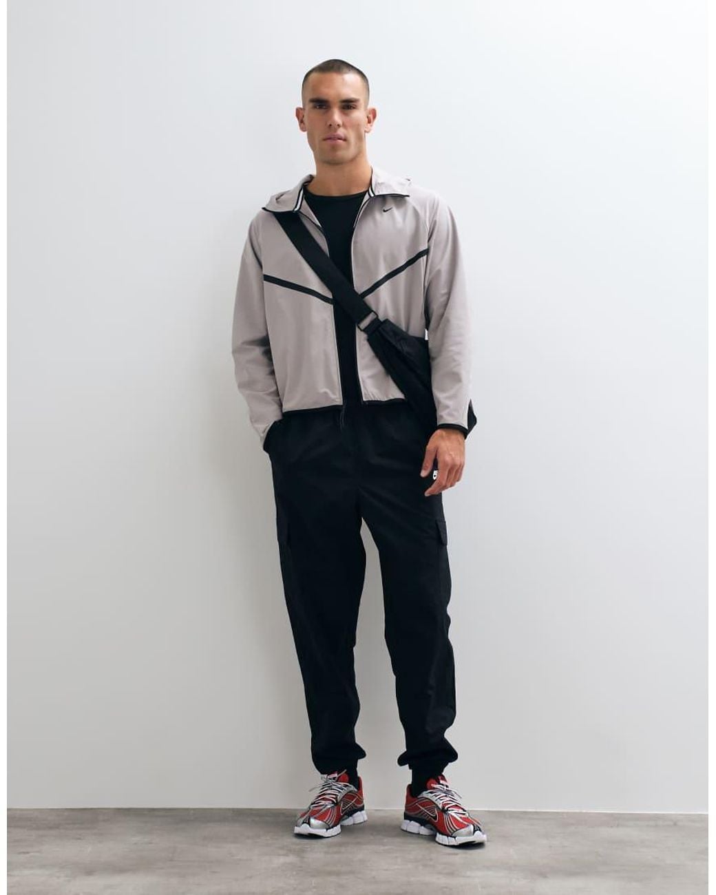 Nike Gray Tech Shori Knitted Windrunner Full Zip Jacket for men