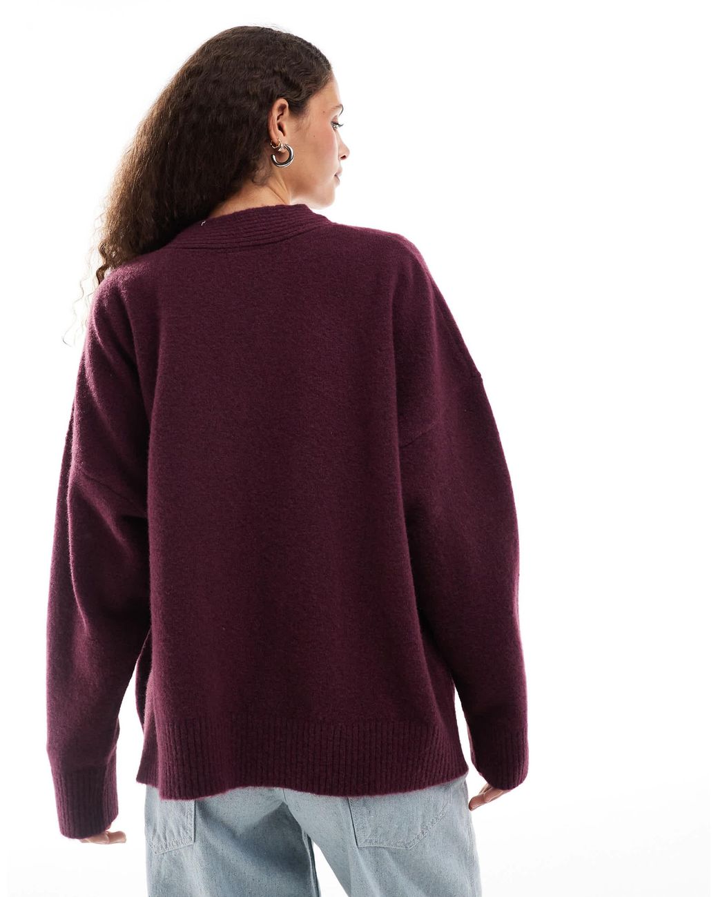 Monki Knit Button Front Oversized Cardigan in Purple Lyst