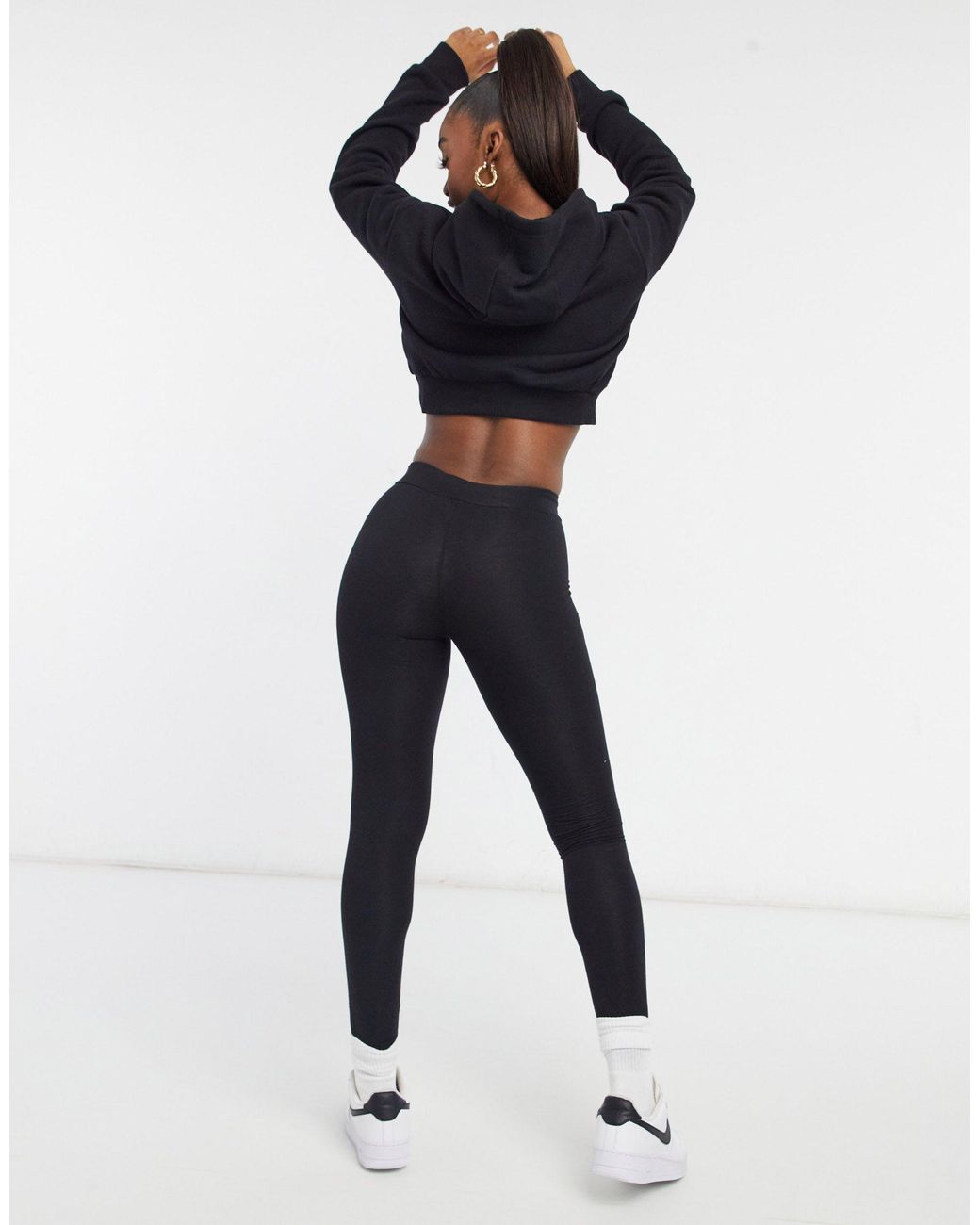 Ellesse Cropped Hoodie & leggings Set in Black | Lyst UK
