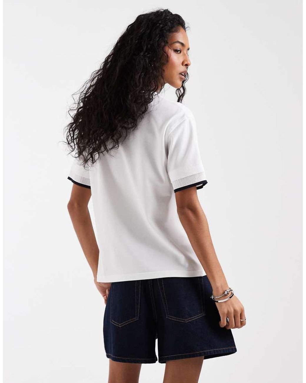 Fred Perry White Tipped Mesh Pique T-Shirt