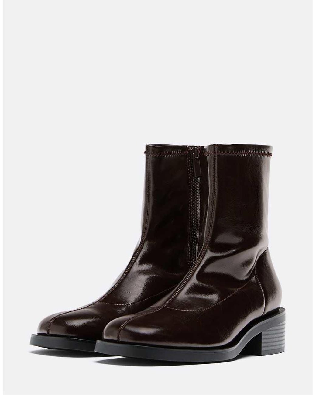 Stradivarius Black Stretch Flat Ankle Boot