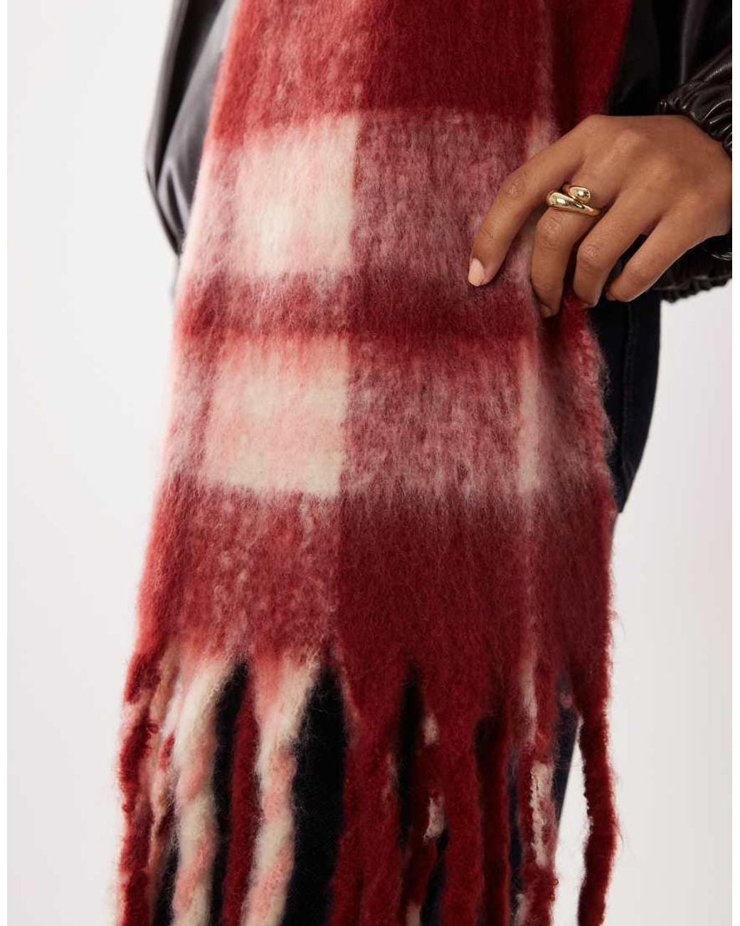 ASOS Red Woven Scarf With Check Design