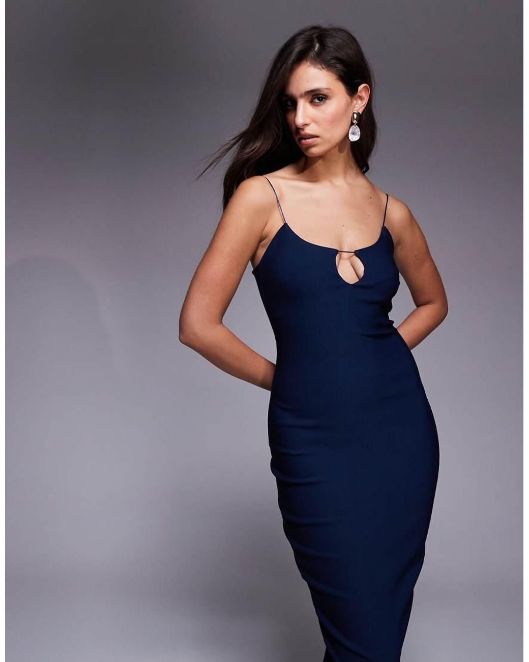 Vesper Blue Cami Strap Bodycon Midaxi Dress