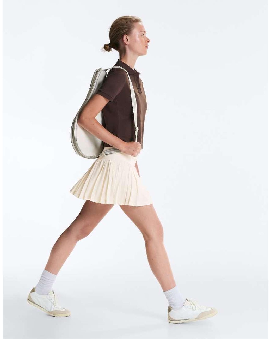 Oysho White Pleated High-rise Seamless Short Skirt