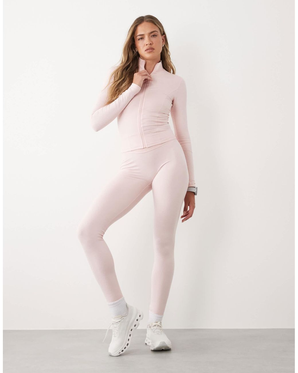 BO+TEE Pink Soft Active Zip Up Seamless Jacket