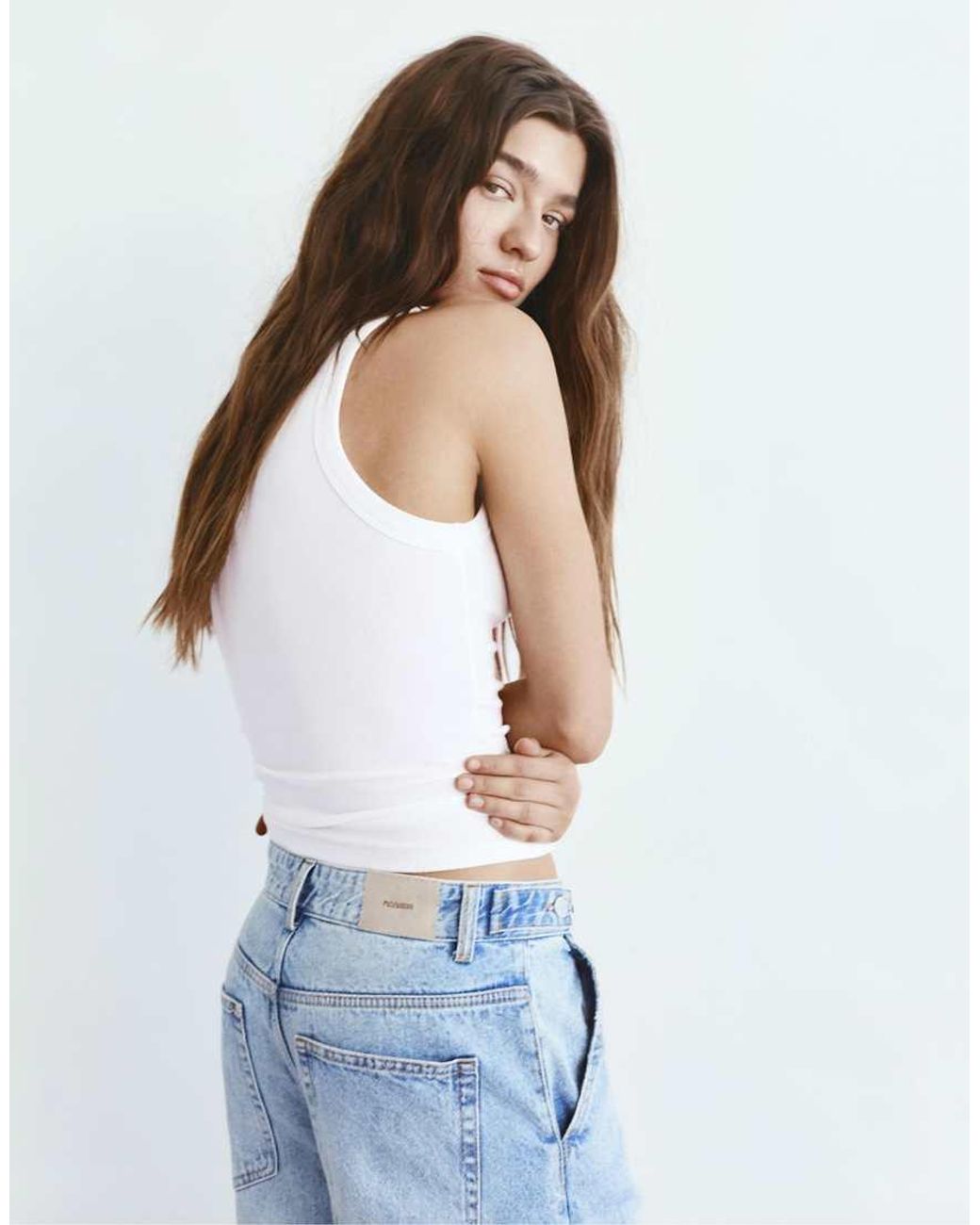 Pull&Bear Basic Tanktop in het White