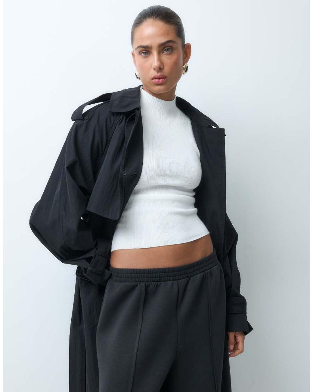 ASOS Black Wide Leg Jogger With Pleat Detail