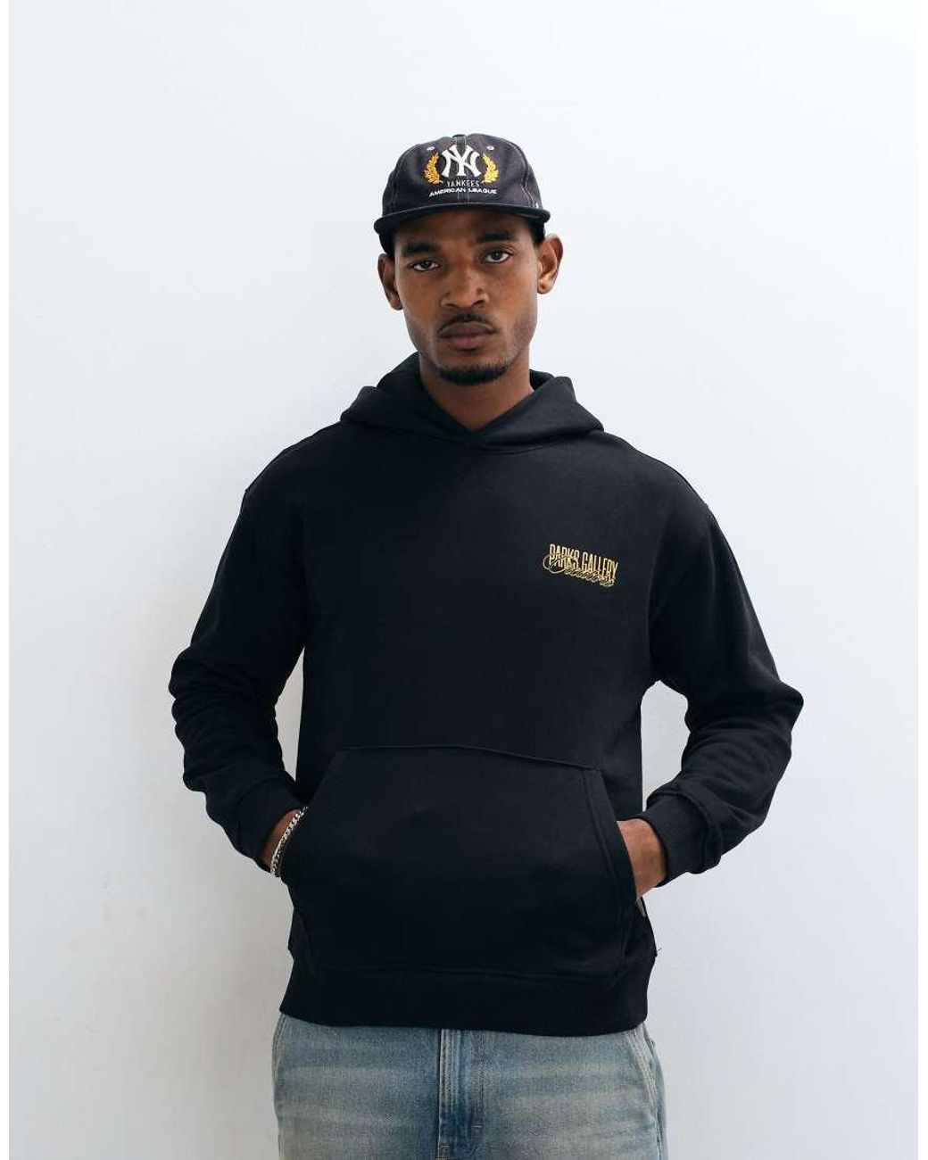 Only & Sons Blue Relaxed Fit Hoodie With Park Gallery Back Print for men