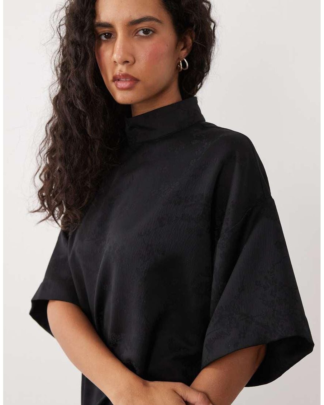 ASOS Black Funnel Neck Relaxed Mini Dress