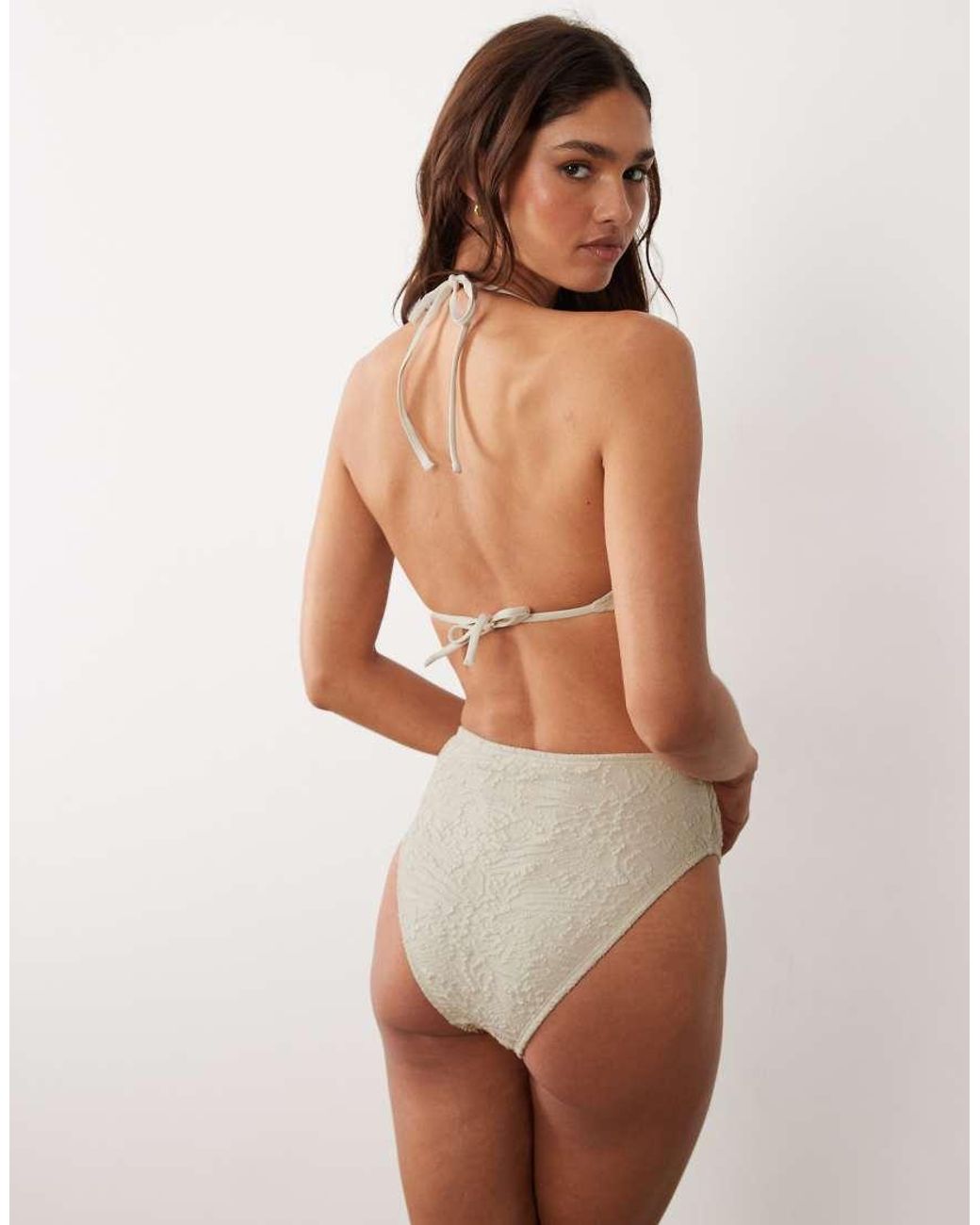 ASOS Brown Cassi Azores High Leg High Waist Bikini Bottoms