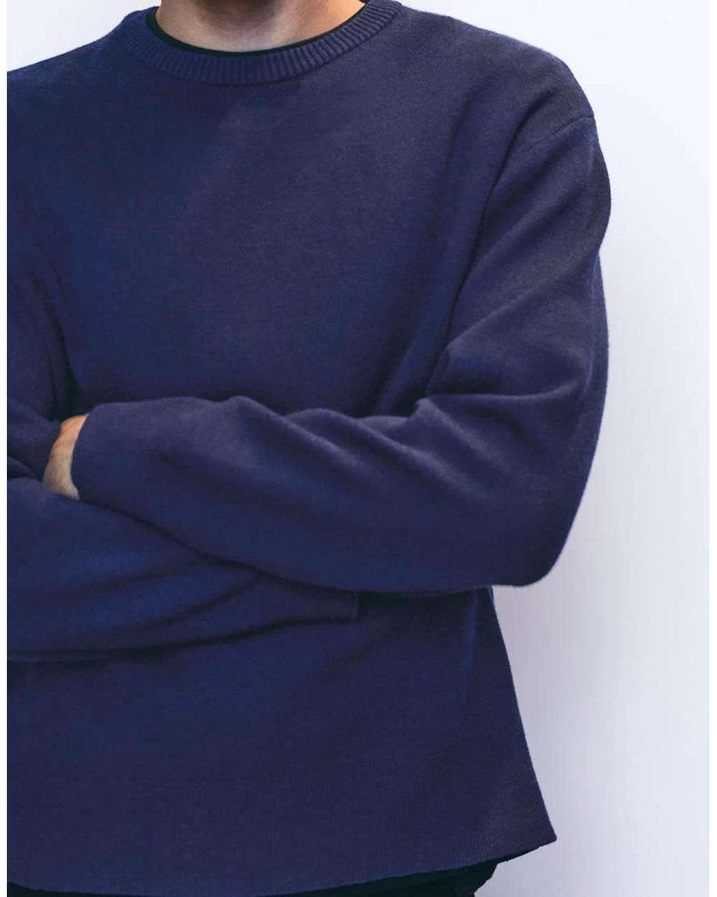 Pull&Bear Blue Round Neck Jumper for men