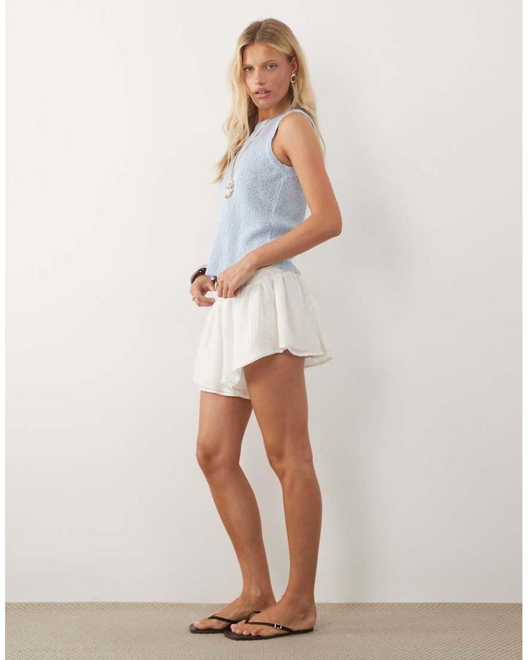 ASOS Blue Gathered Mini Shorts