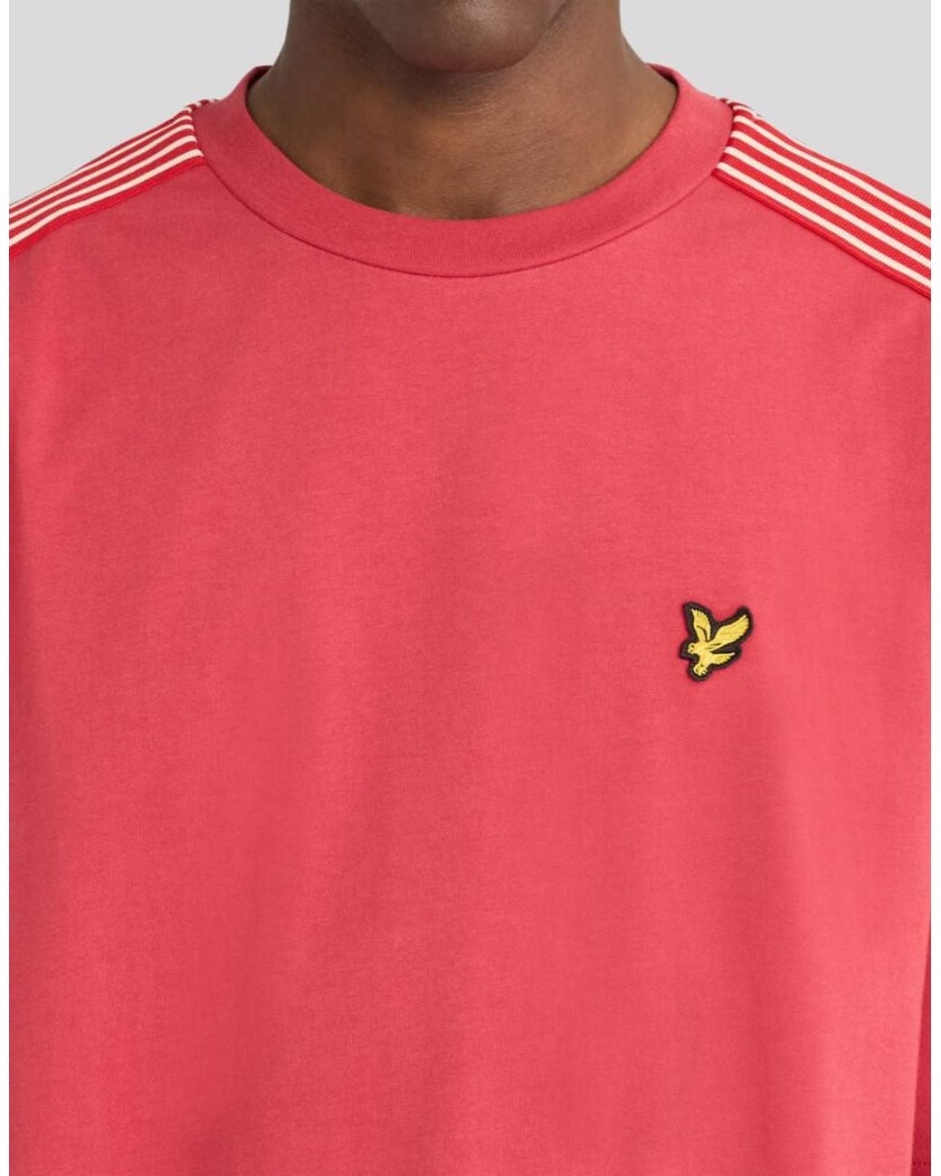 Lyle & Scott Red Ls T-Shirt Stripe Taped T-Shirt for men