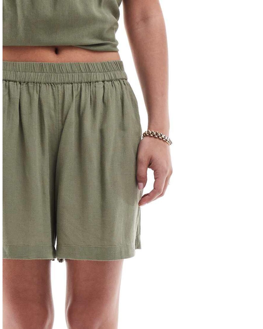 Pieces Green Linen Touch Short Co-ord