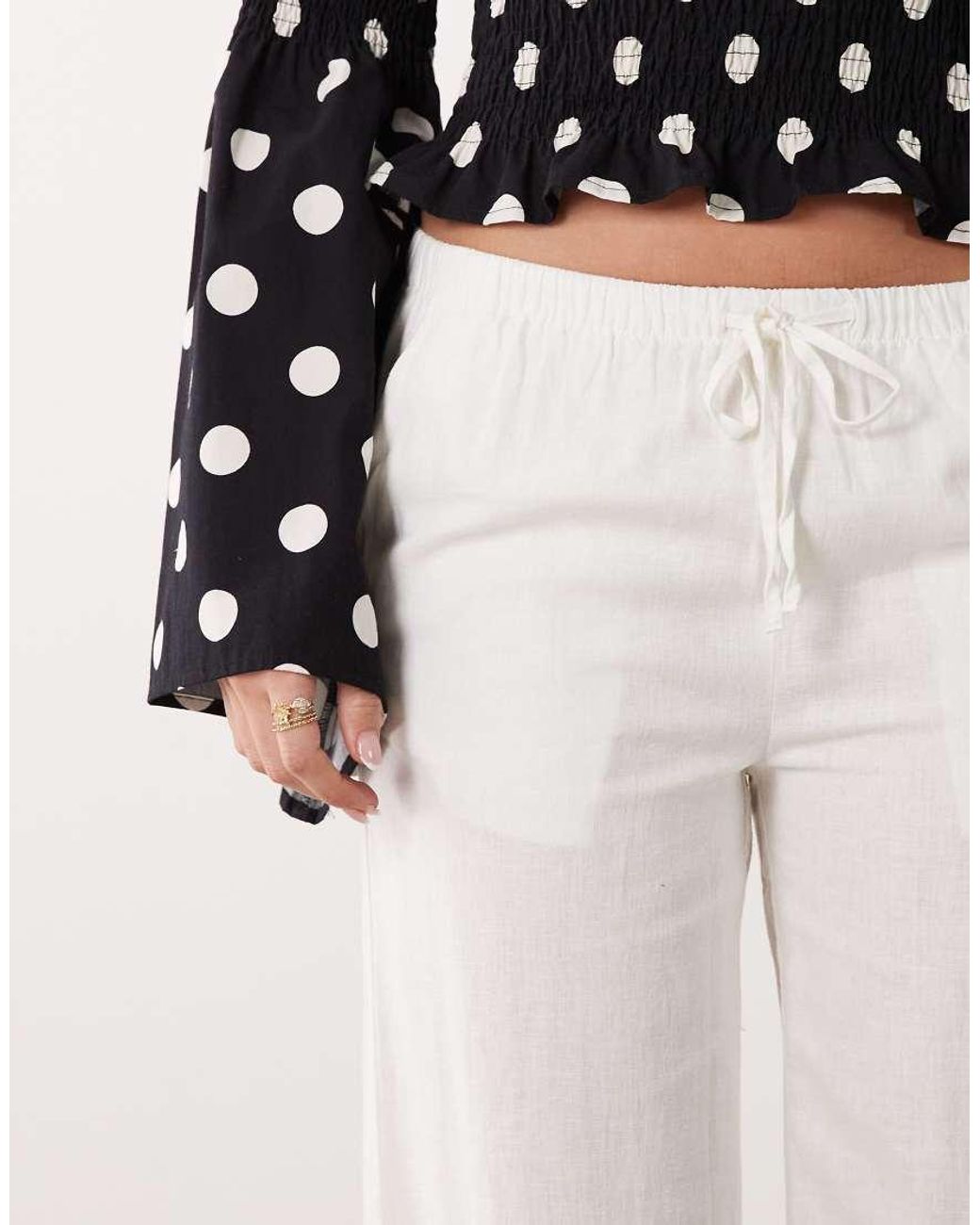 Cotton On White Haven Wide Leg Linen Blend Pant