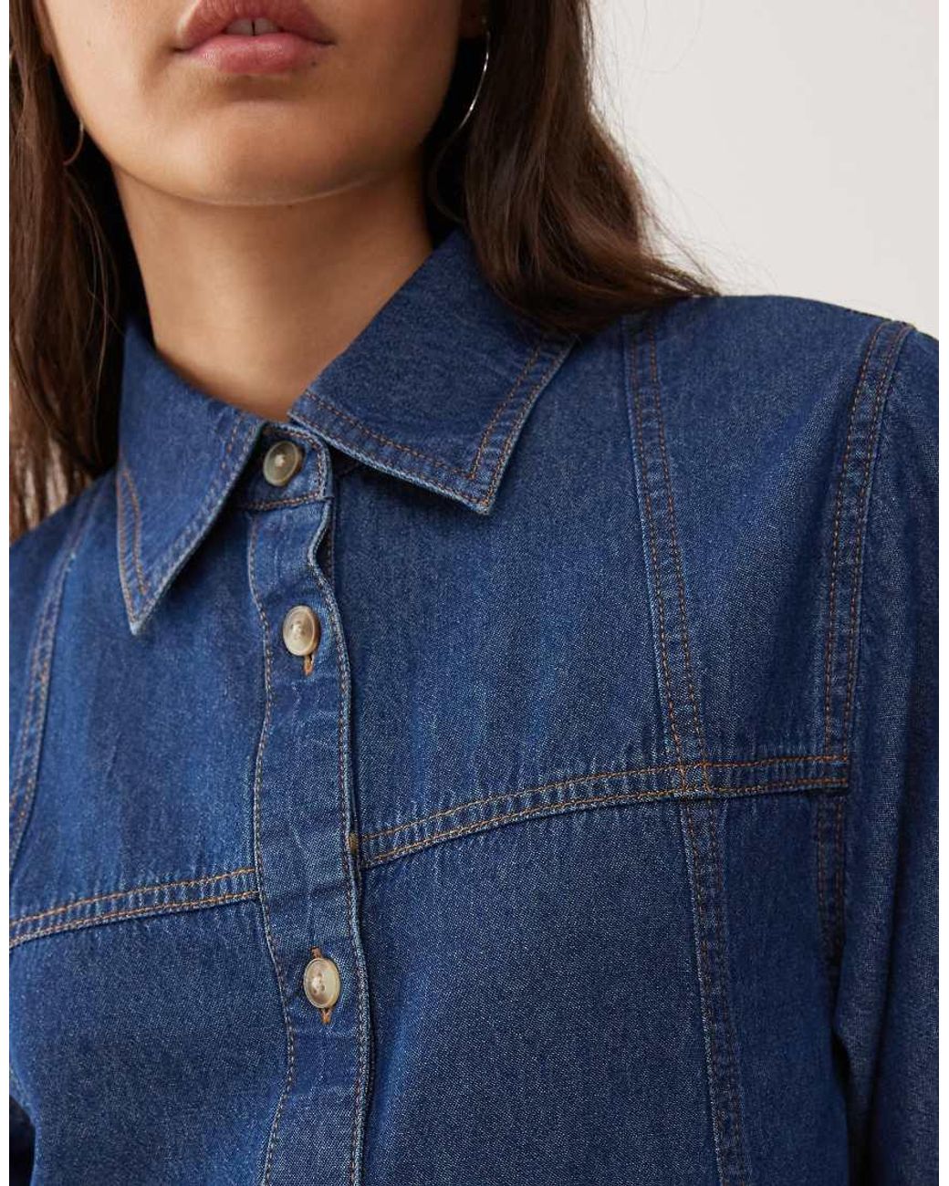 Reclaimed Vintage Blue Denim Shirt Mini Dress