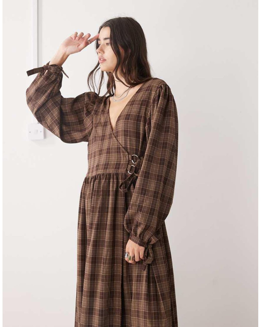 The Ragged Priest Midaxi Dress in Brown | Lyst UK