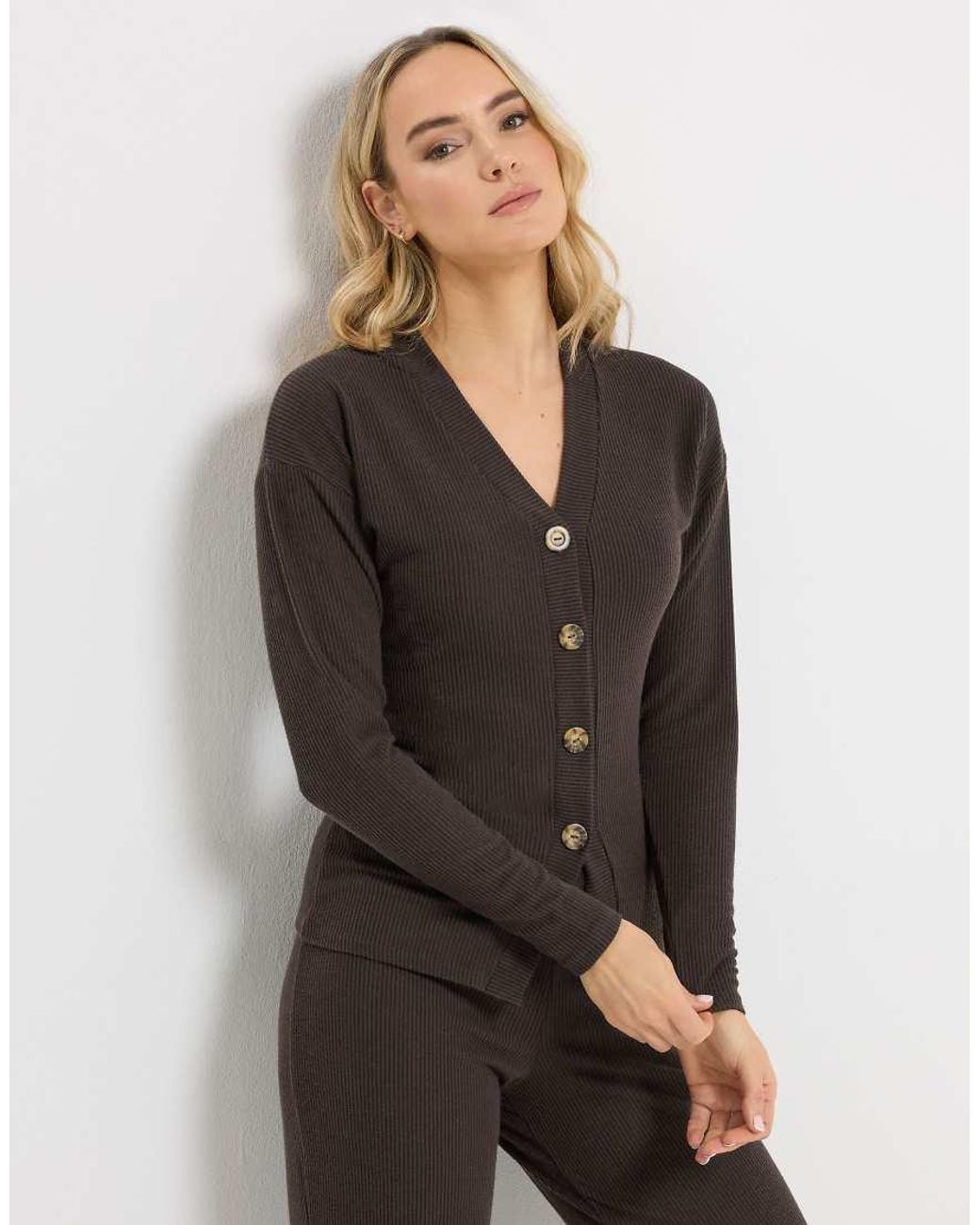 Long Tall Sally Gray Ribbed Cardigan