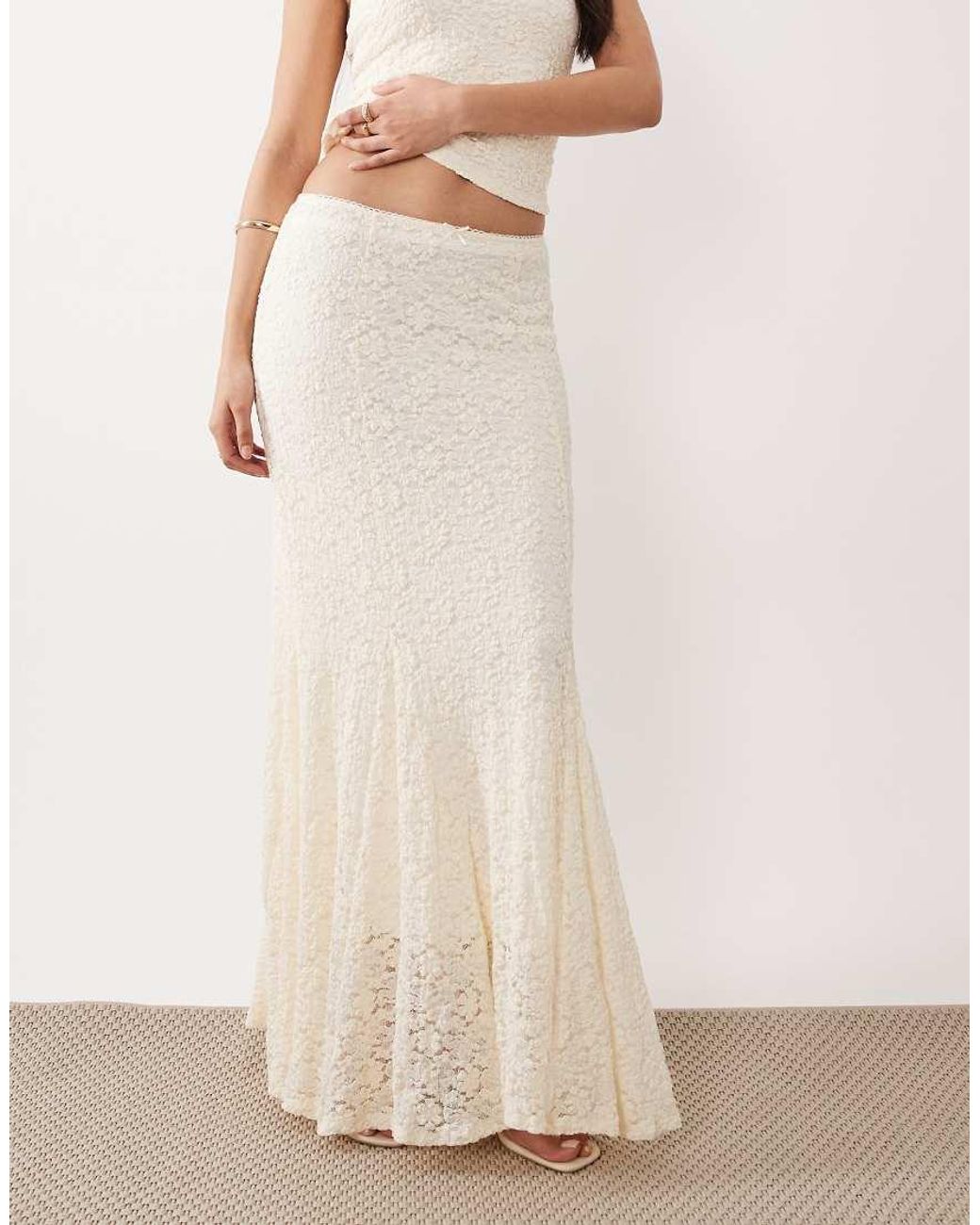 Nia Natural Normandie Lace Midaxi Skirt