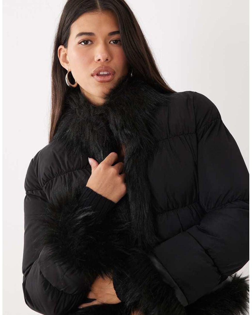 I.AM.GIA Black Billie Faux Fur Trim Hook And Eye Closure Puffer Jacket