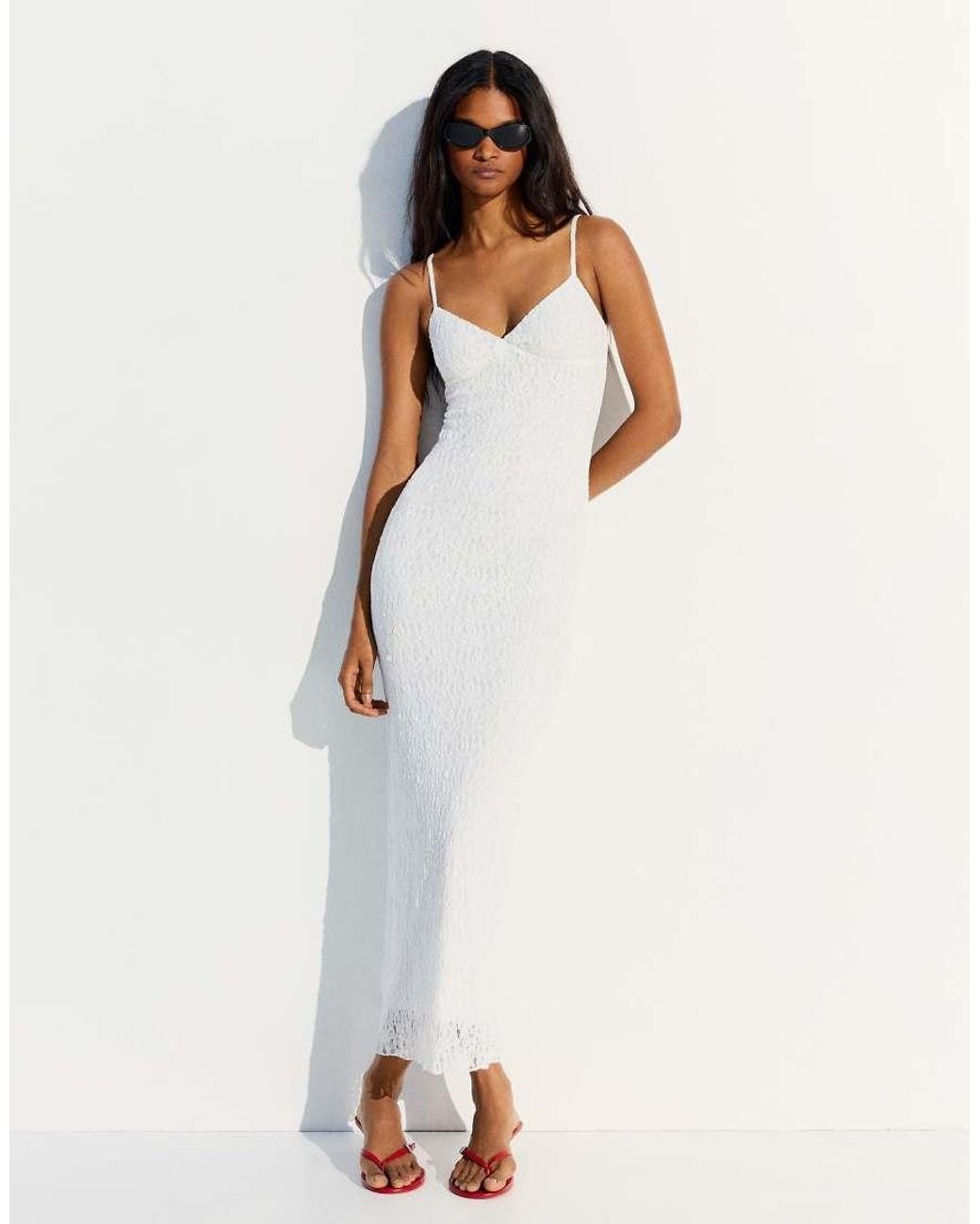 Bershka Black Lace Strap Midi Dress