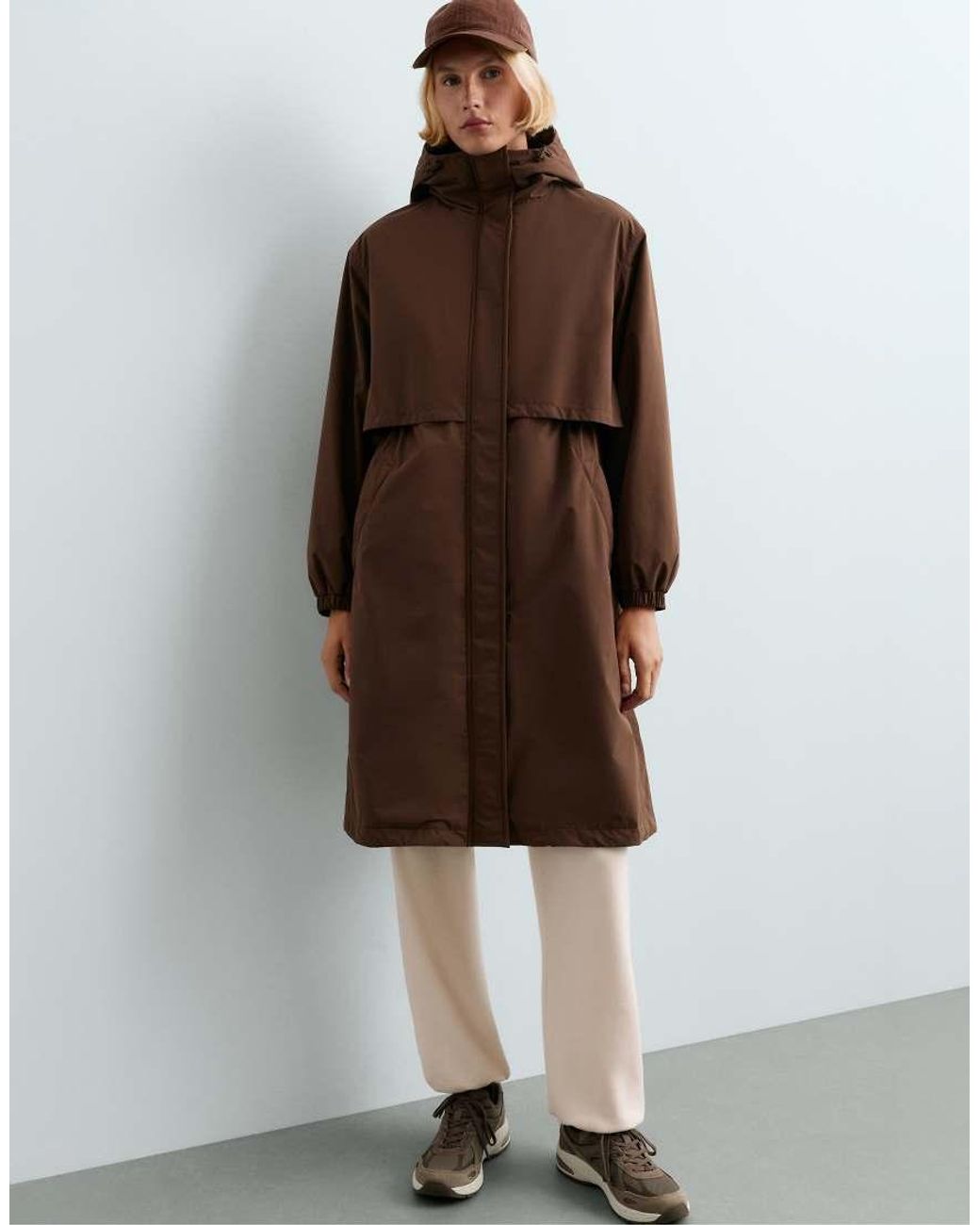 Oysho Brown Fellex® Aerogel Waterproof Long Padded Jacket