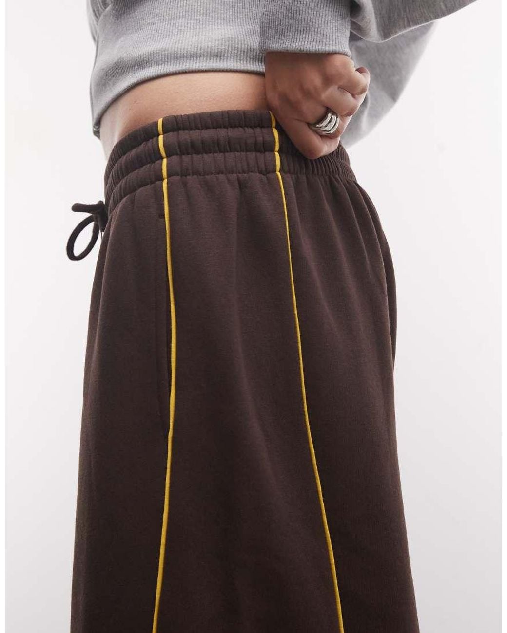 ASOS White Panelled Extreme Wide Leg jogger With Piping Details