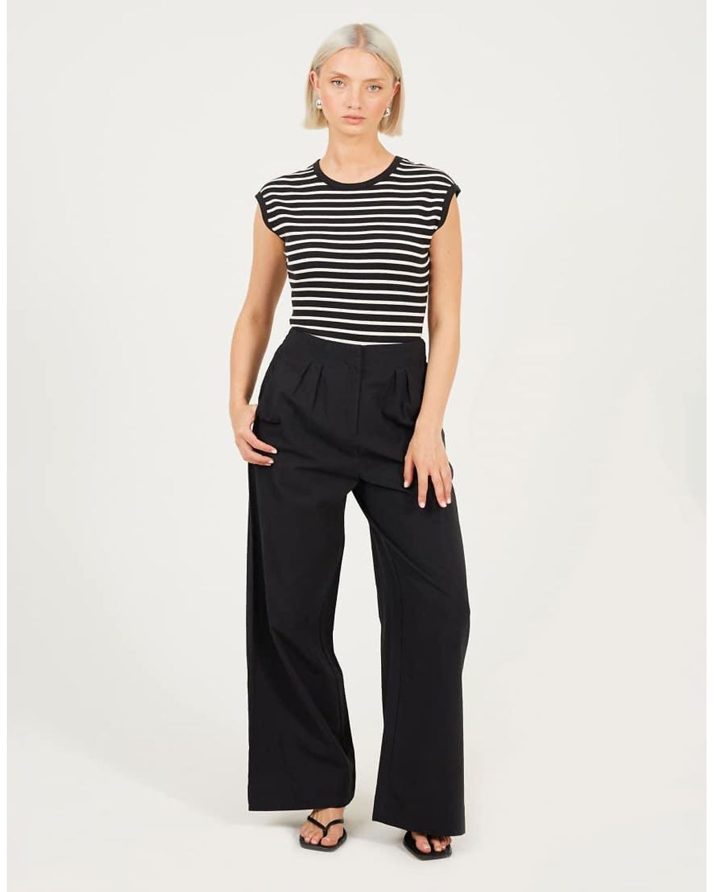Brave Soul Black Short Sleeve Striped Bodysuit