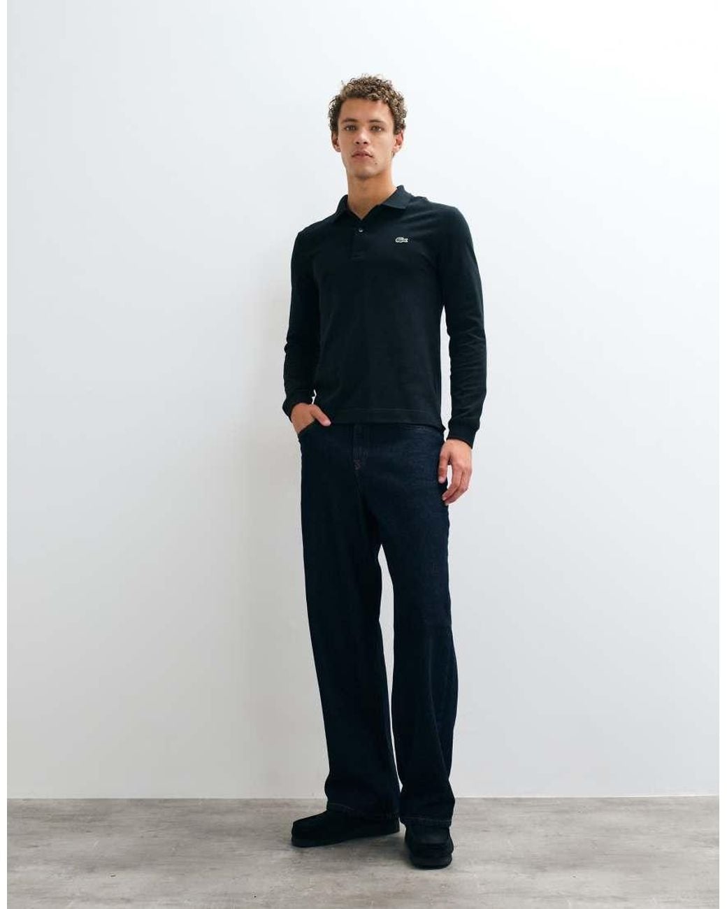 Lacoste Blue Long Sleeve Logo Polo Shirt for men