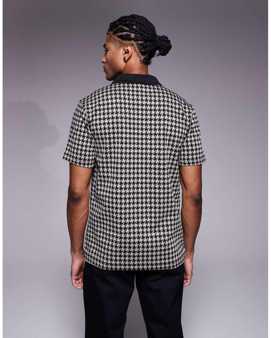 River Island Gray Open Neck Polo Top for men