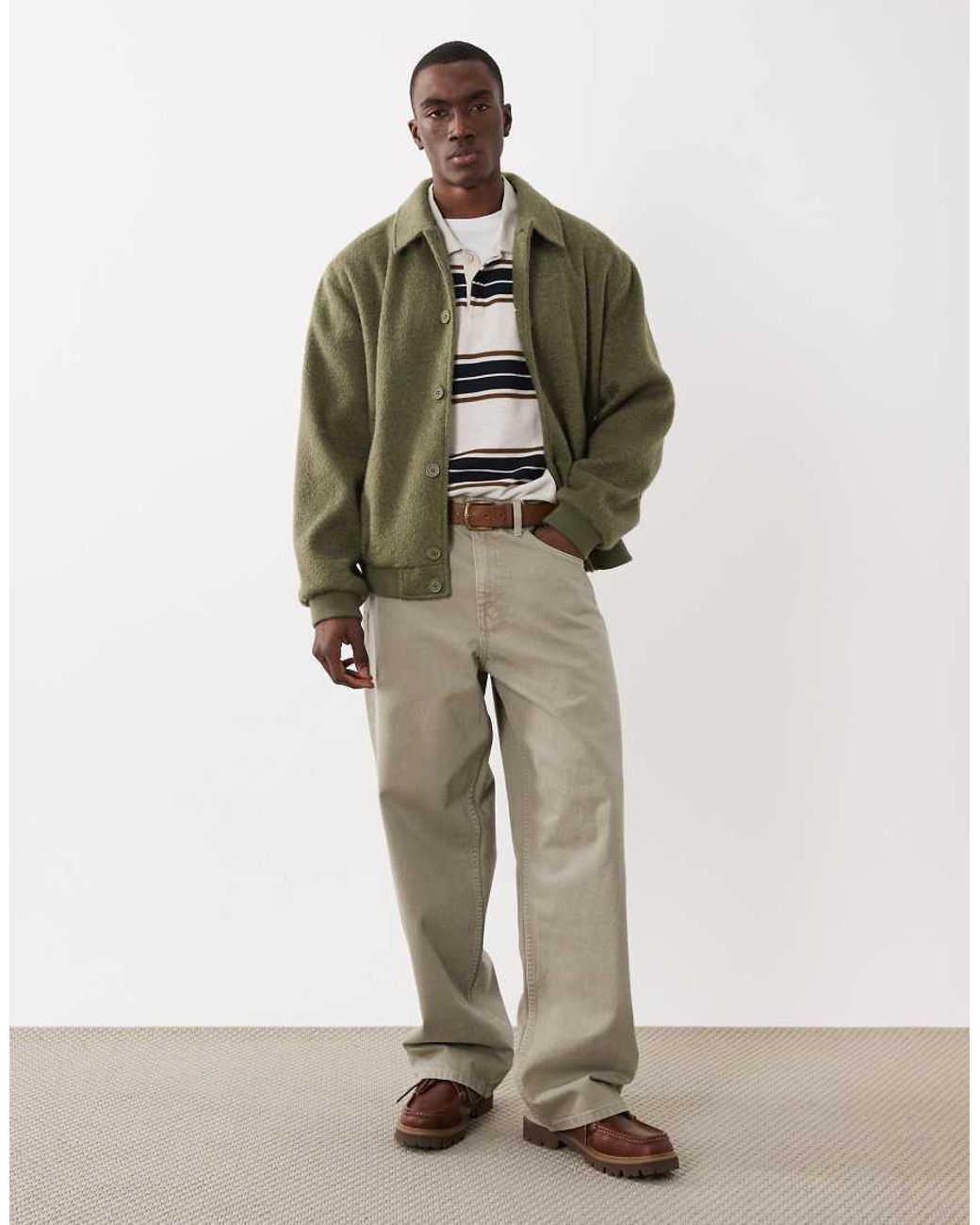 ASOS Green Wool Look Bomber Jacket for men
