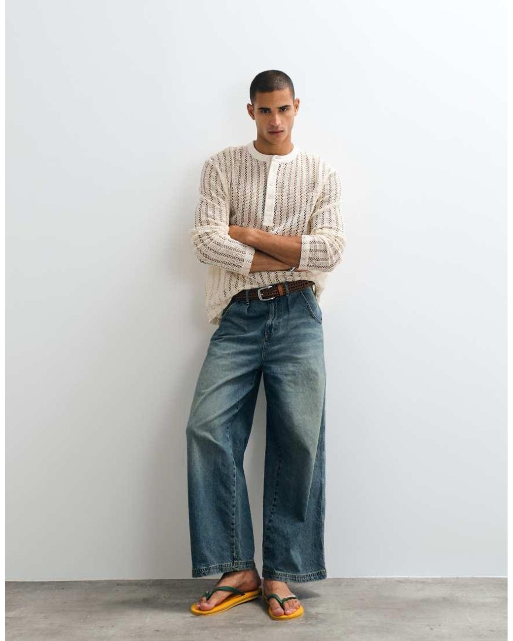ASOS Natural Relaxed Long Sleeve T-shirt for men