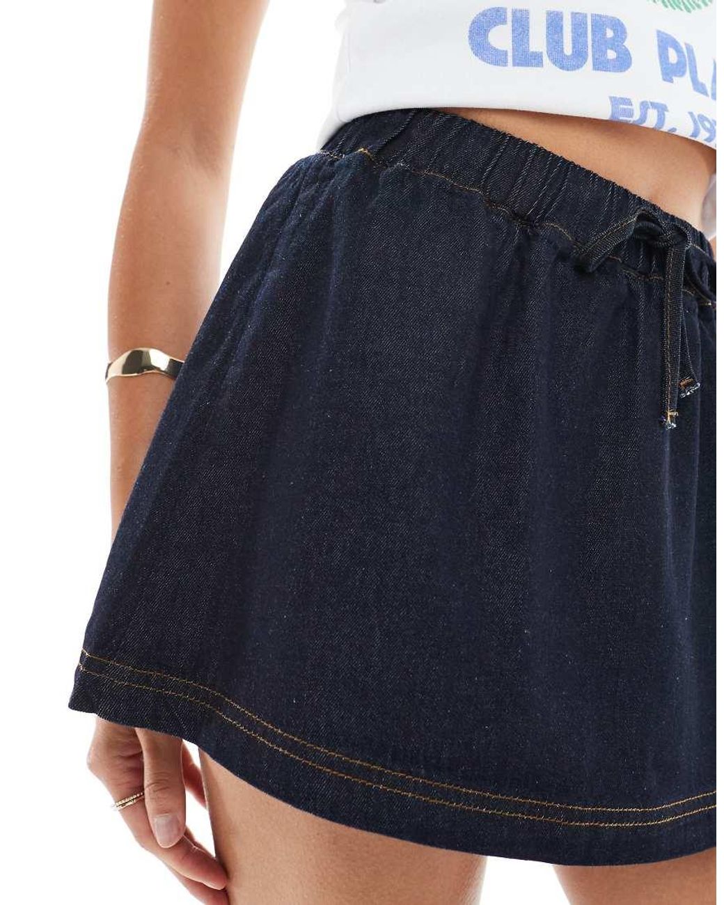 ASOS Blue Denim Pull On Mini Skirt