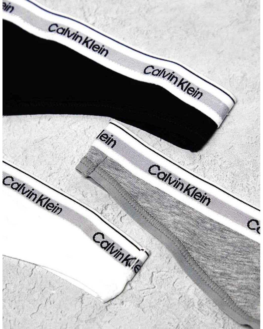 Calvin Klein Gray Modern Logo 3 Pack Thong