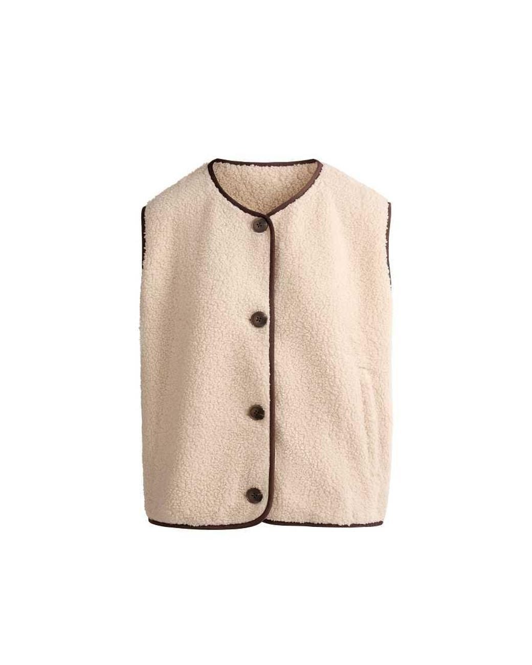 Oysho Natural Buttoned Faux-shearling Gilet